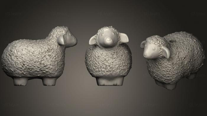 3D модель Шерстяная овца с отверстием для подвески (STL)