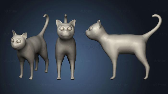 3D model Cartoon Cat Brown Grey Striped (STL)