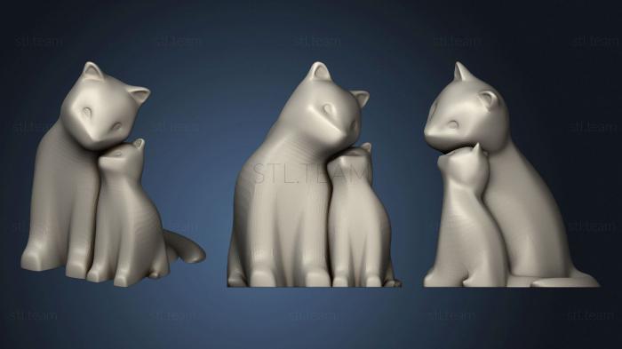 3D модель Обнимающиеся Кошки (STL)