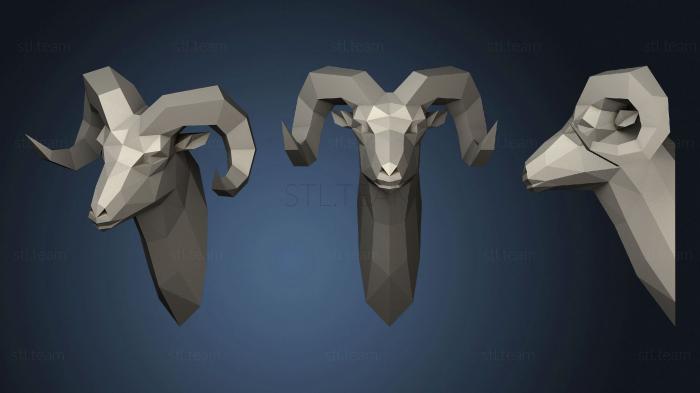 Статуэтки животных Low Poly Ram s Head Trophy