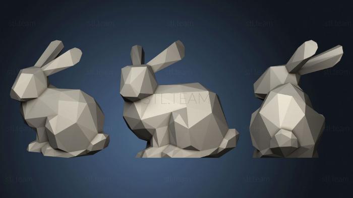 3D model Stanford Bunny Low Poly Flat Base (STL)