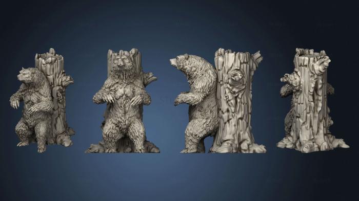 3D model Grizzly Bear Tree Stump Large (STL)