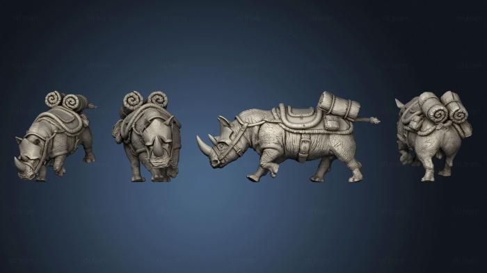 Статуэтки животных Копьеносец Наездник На Носороге Большой 2