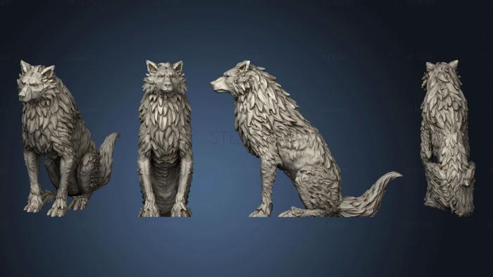 3D model Winter Wolf Sitting Large (STL)