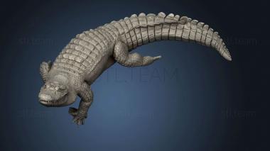 3D model Animal American Alligator swim (STL)