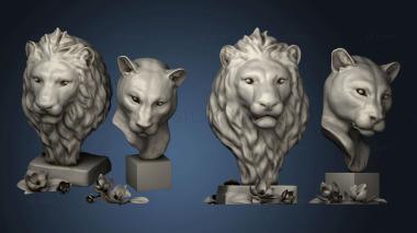 3D model Bust Lion and Lioness (STL)