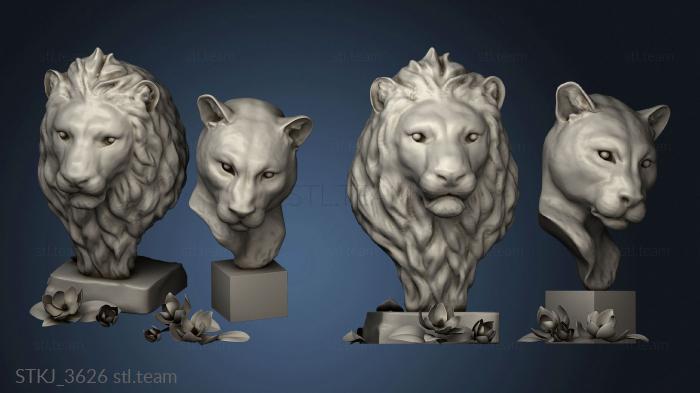 3D model Bust Lion and Lioness (STL)