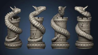 3D model dragon chess the wyrm rook worm drain (STL)