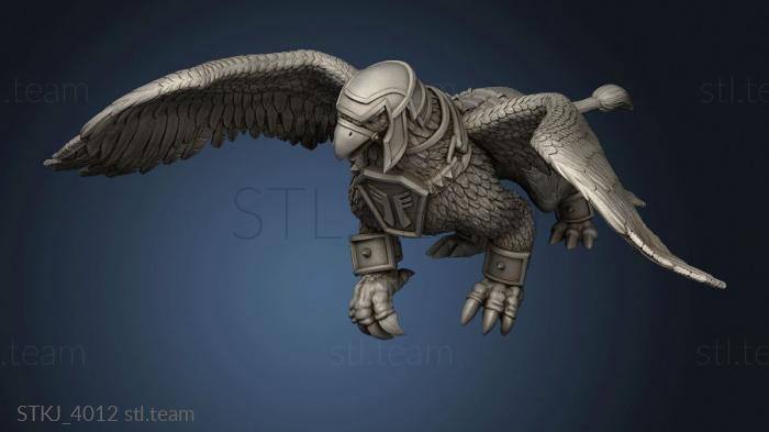 3D model Dwarves Female Gryphon Rider with separately Dwarf (STL)