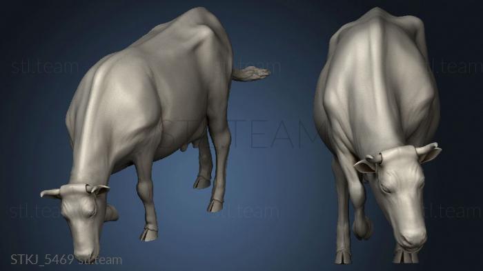 3D model Village Animal Cow Eating (STL)