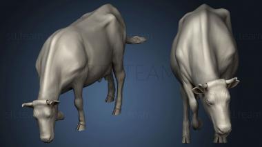 3D model Village Animal Cow Eating (STL)