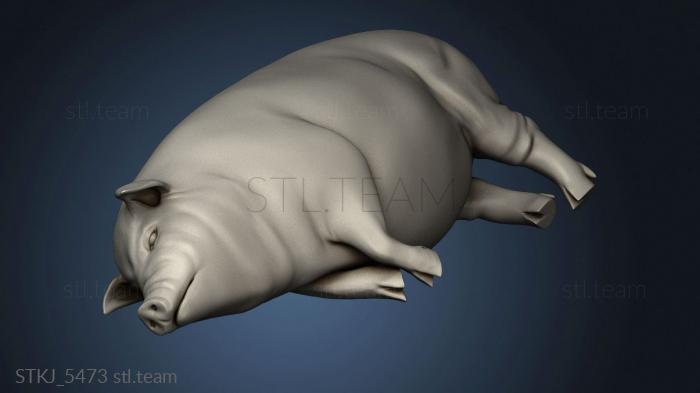 3D model Village Animal Pig Lying (STL)