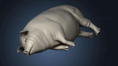 3D model Village Animal Pig Lying (STL)