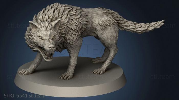 3D model Wolf Open Mouth with base (STL)