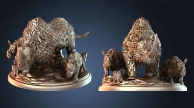 3D модель Семья шерстистых носорогов (STL)