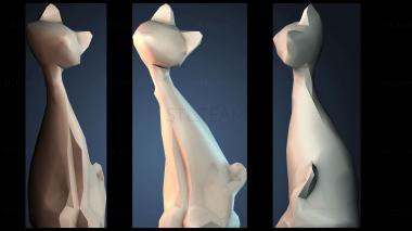 3D model Low poly leaning cat (STL)