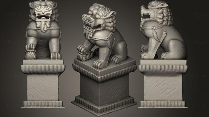 Статуэтки львы тигры сфинксы Chinatown Trade Gate Paifang Dragon Boston MA NEW17