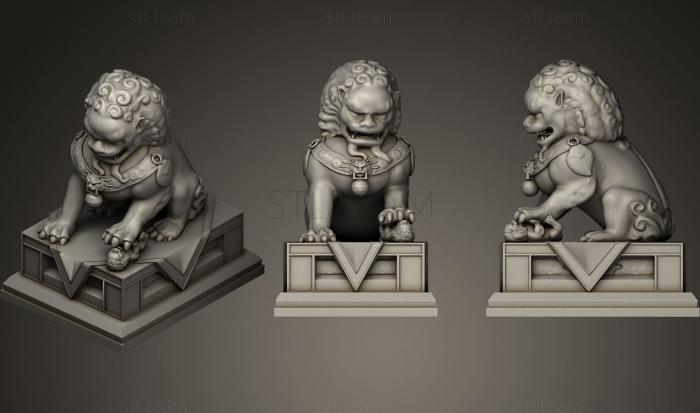 3D model Chinese Lion Statue Realistic (STL)