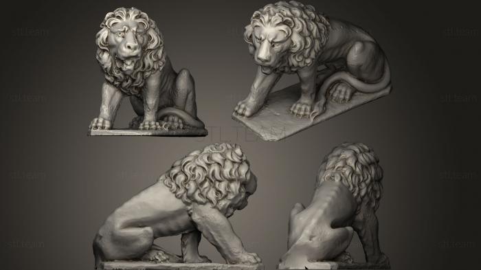 Статуэтки львы тигры сфинксы crouching lion onscuare plinth