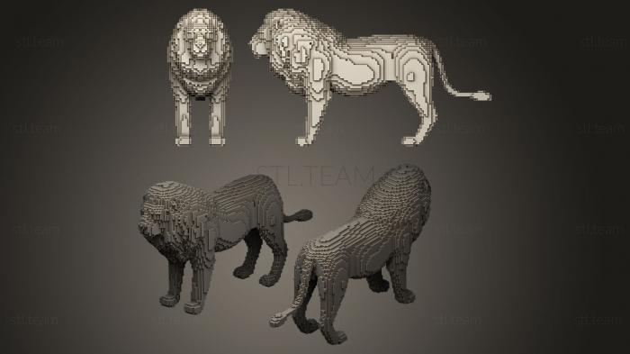 3D model geometric scuare detail Lion (STL)