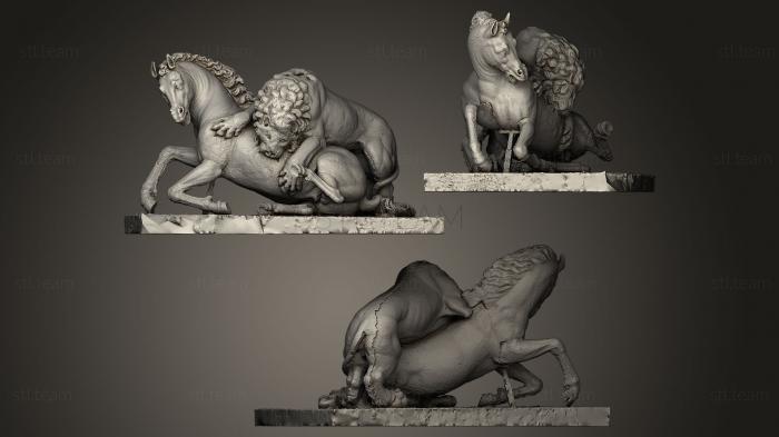 3D model Lion Attacking a Horse (STL)