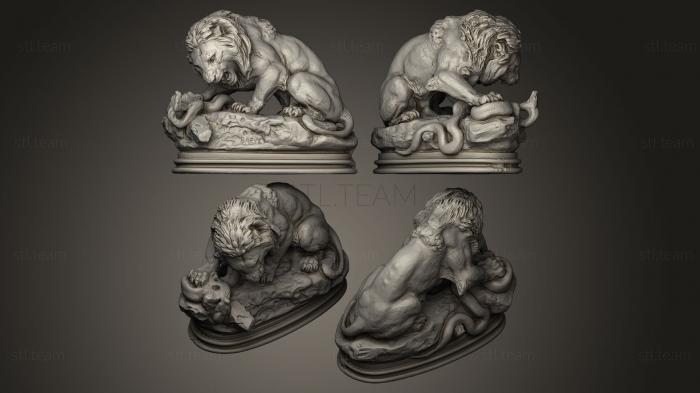 3D model Lion touffant un serpent (STL)