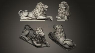 3D model Lwen a lying lion looking up (STL)