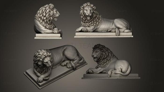 3D модель Лежащий лев с приоткрытой пастью влево (STL)