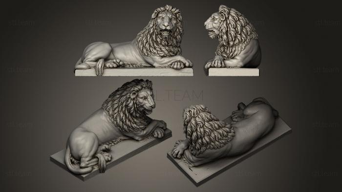 3D model lying lion with its mouth slightly open (STL)