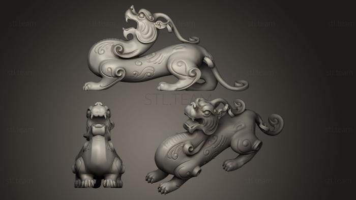 3D модель Китайский лев в стиле Пи Сю (STL)