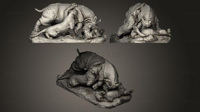 3D модель На носорога напал тигр. Париж (STL)