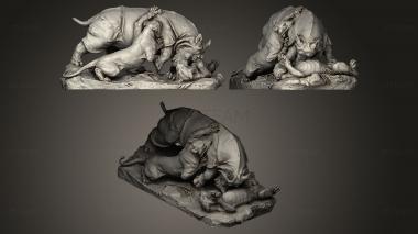 3D model Rhinocros attaqu par un tigre Paris (STL)