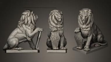 3D модель Сидящий лев со щитом (STL)