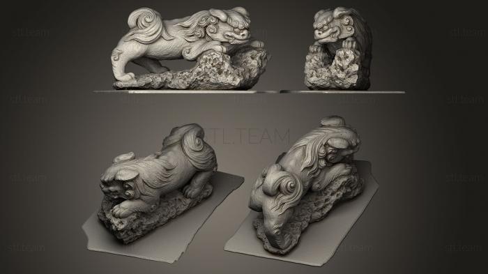 3D model tanashi jinja shrine chinese lion scuare plinth (STL)