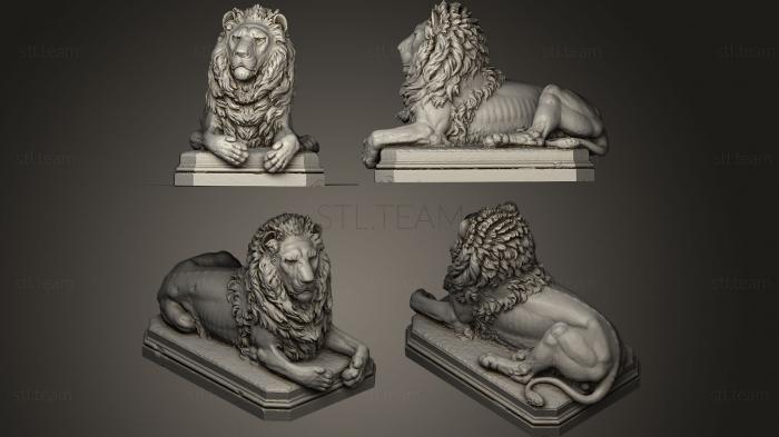 3D model a calm lying lion looking forward (STL)