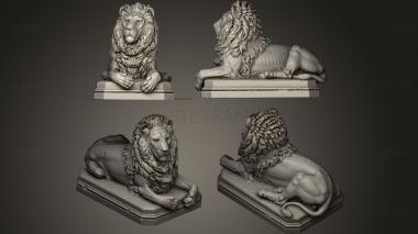 3D model a calm lying lion looking forward (STL)