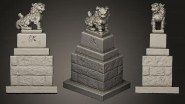 3D model Two Komainu 1 Guardian Lions from Shrine (STL)