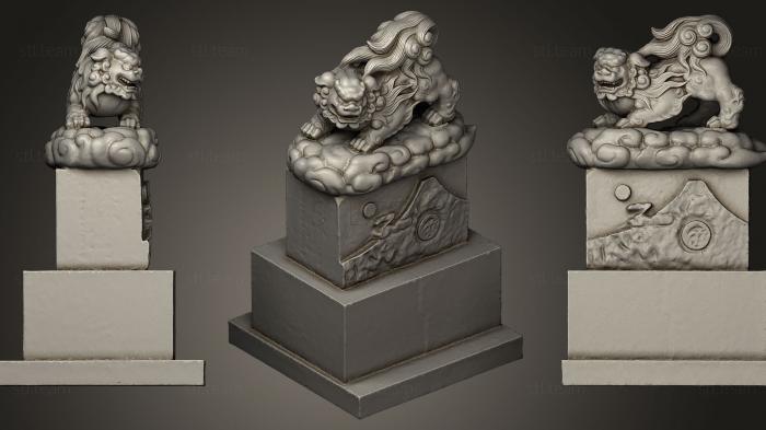 3D model Two Komainu 2 Guardian Lions Shinagawa Shrine (STL)