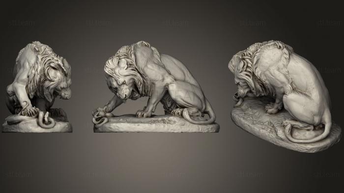 Статуэтки львы тигры сфинксы Lion Crushing A Serpent (Antoine Louis Barye)
