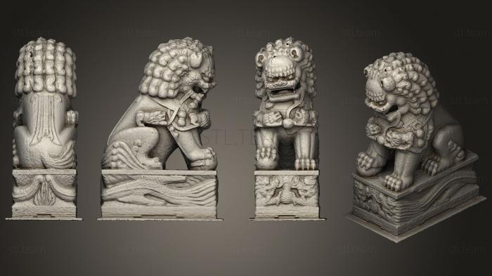 Статуэтки львы тигры сфинксы Marble lion from Buddhist temple entrance