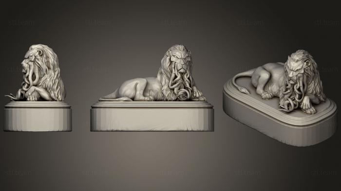 Статуэтки львы тигры сфинксы Tentacled Lion Statue Cthulhu