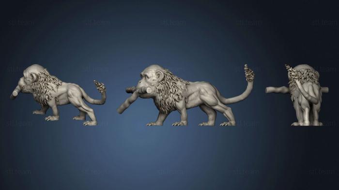 3D model Lion Monkey With Rennevatio Stockerl (Throwingstick) (STL)