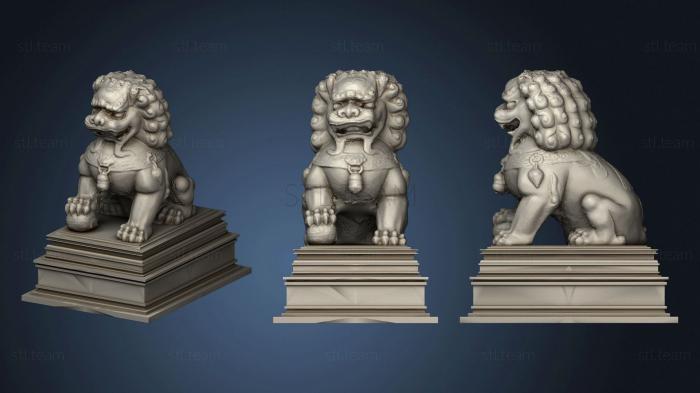 3D model Statue of a Chinese Lion guarding (STL)