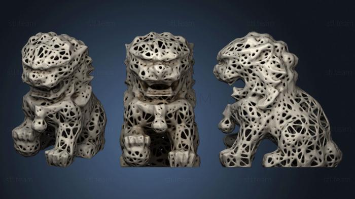 3D model Chinese Guardian Lion Voronoi Style (STL)