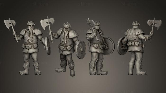 3D model Dwarf Warrior model for 3d  ed miniature (STL)