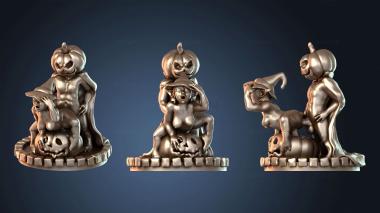 3D модель Девушка-гоблин Хэллоуин Ведьма Джек Фонарь (STL)