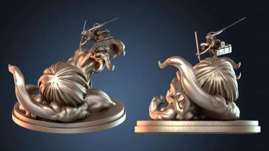 3D model Mikasa Ackermann with Titan Annie Diorama John Ken Smoke Fin (STL)