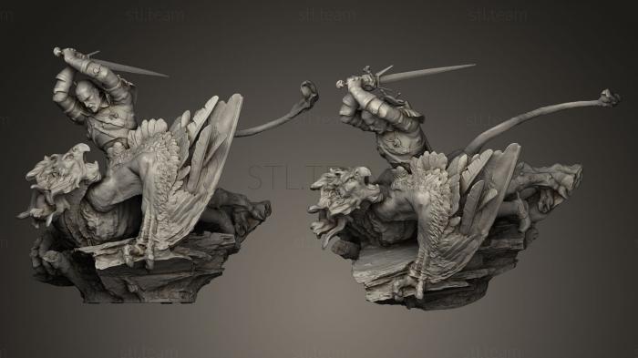 3D model Geralt Battling a Griffin statue (STL)