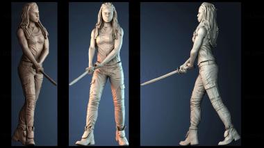 3D model Mishon female zombie hunter (STL)