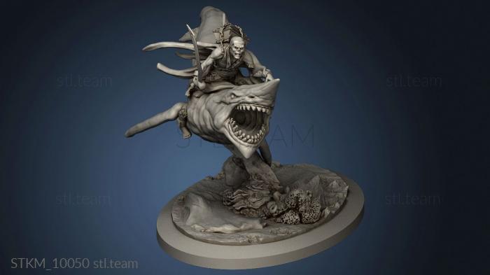 3D model Pirates Curse the Dead Seas Troops Mounted Gold Fools on Shark Fool (STL)